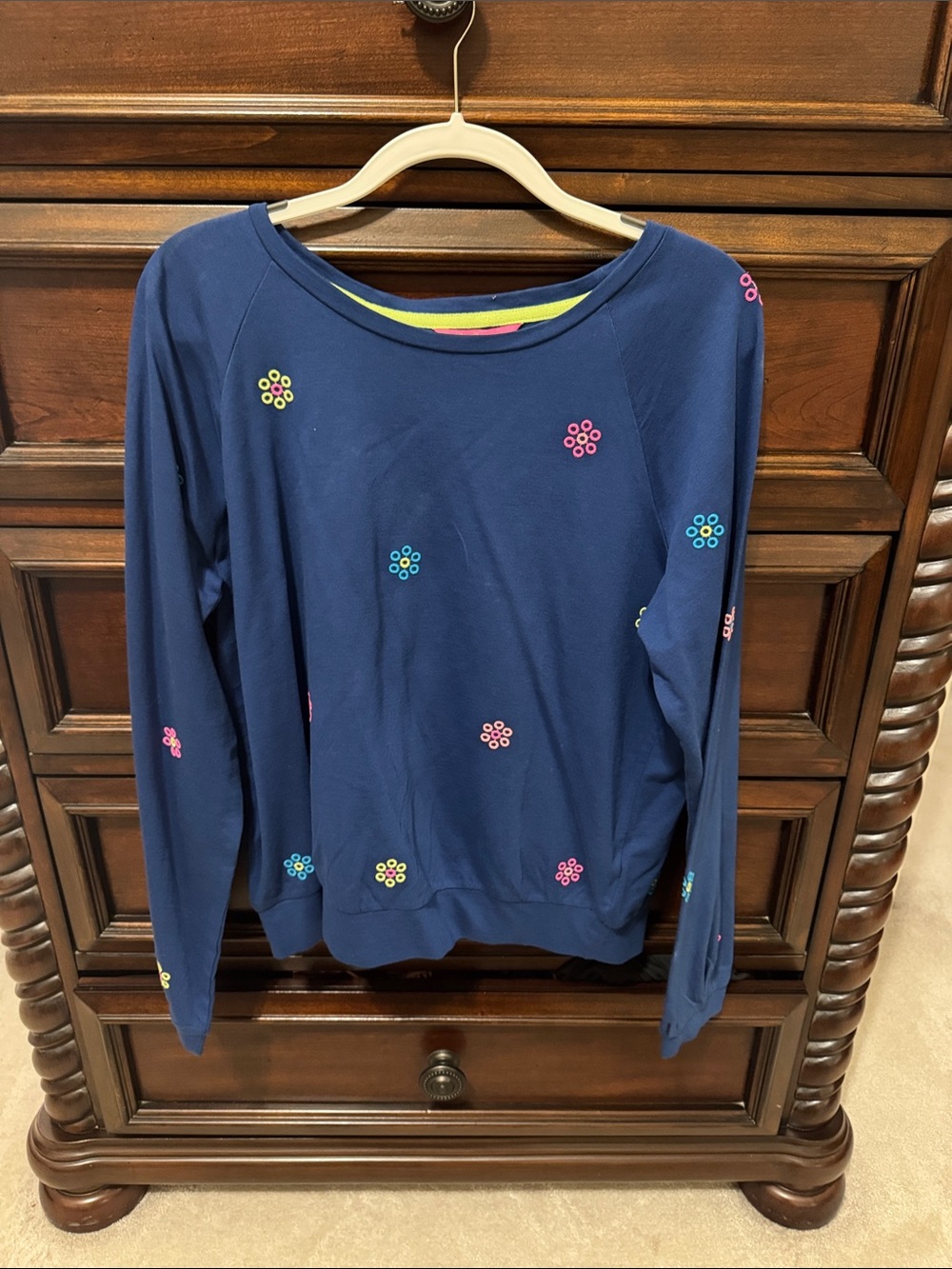 Lilly Pulitzer Navy Embroidered Crewneck Thin Sweatshirt